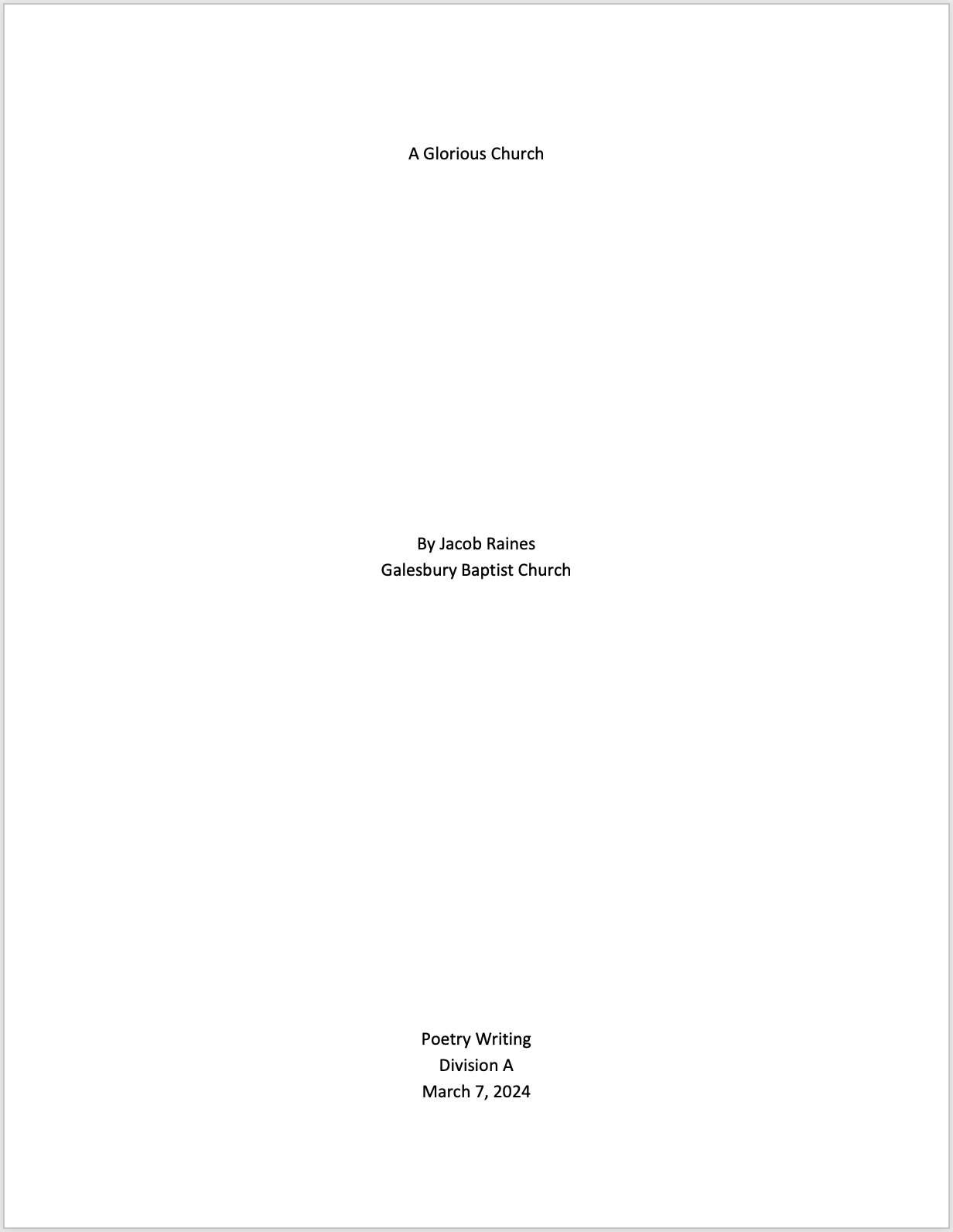 Cover Sheet Sample